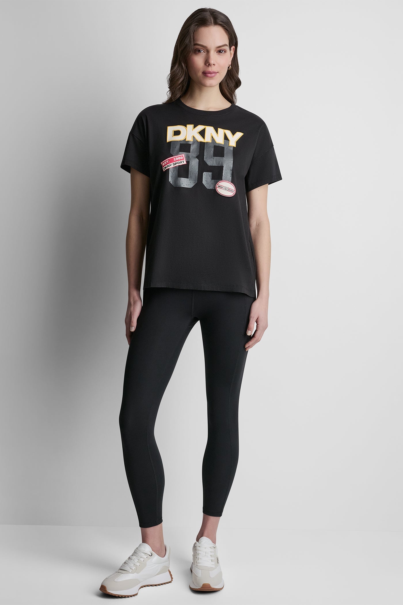 COTTON AND MODAL-BLEND COLLEGIATE LOGO HI-LOW TEE