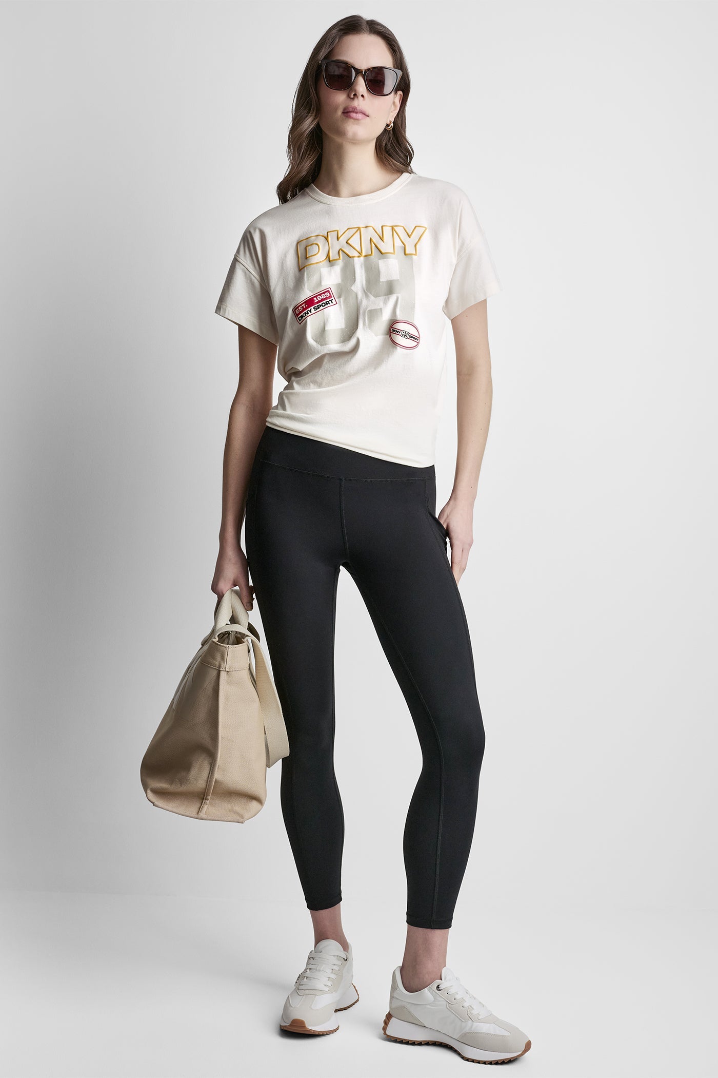 COTTON AND MODAL-BLEND COLLEGIATE LOGO HI-LOW TEE