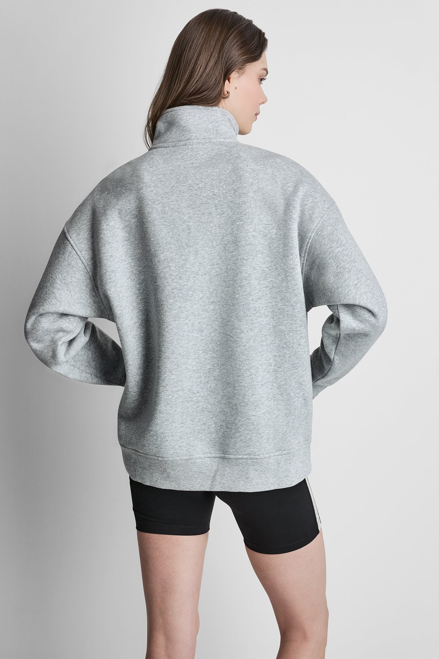 OVERSIZED COTTON-BLEND CAMPUS PATCH QUARTER-ZIP SWEATSHIRT