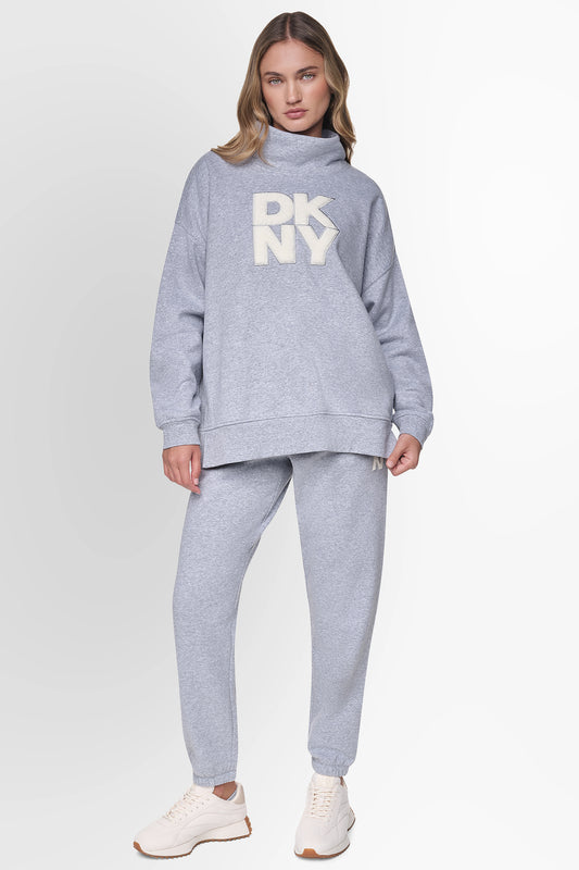 COWL NECK CHENILLE LOGO SWEATSHIRT