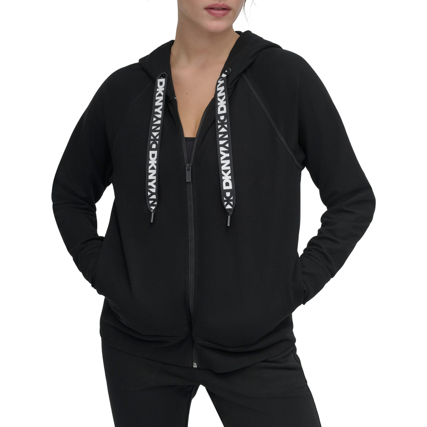 TWO TONE LOGO DRAWCORD ZIP HOODIE