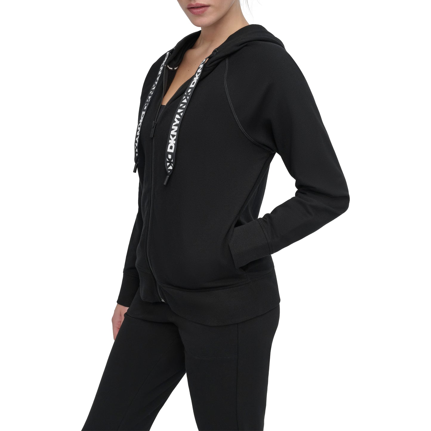 TWO TONE LOGO DRAWCORD ZIP HOODIE