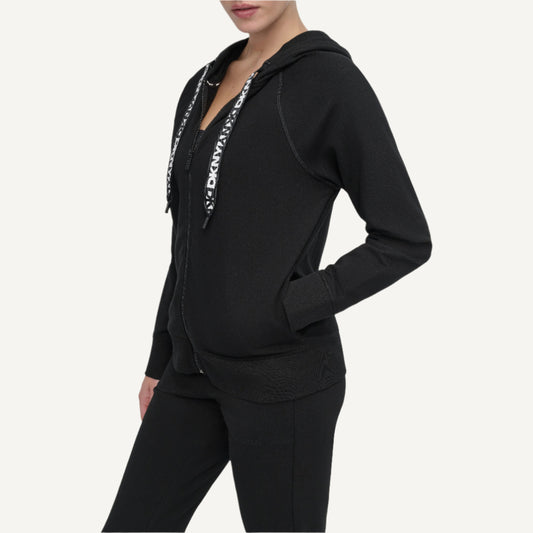 TWO TONE LOGO DRAWCORD ZIP HOODIE