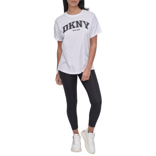 ARCHED VARSITY GLITTER LOGO LEGGING TEE