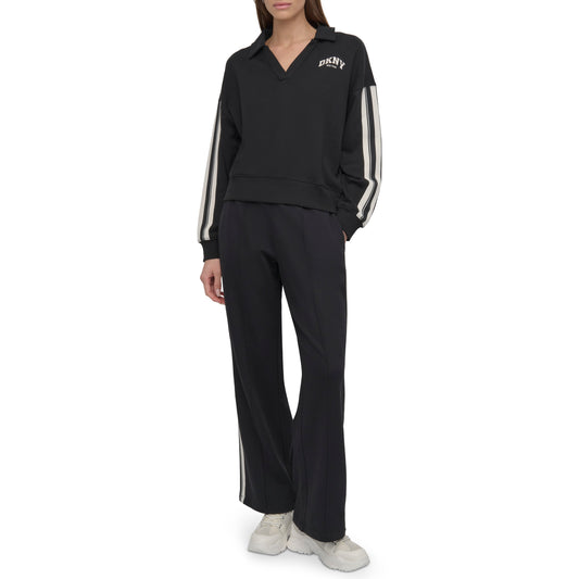 DISTRESSED VARSITY LOGO 31" TRACK PANT WITH POCKETS