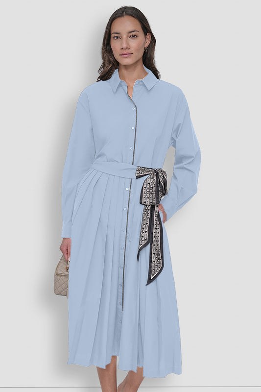 LONG SLEEVE WRAP DRESS WITH DKNY SCARF