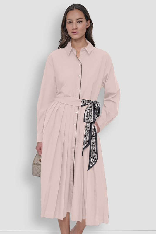 LONG SLEEVE WRAP DRESS WITH DKNY SCARF