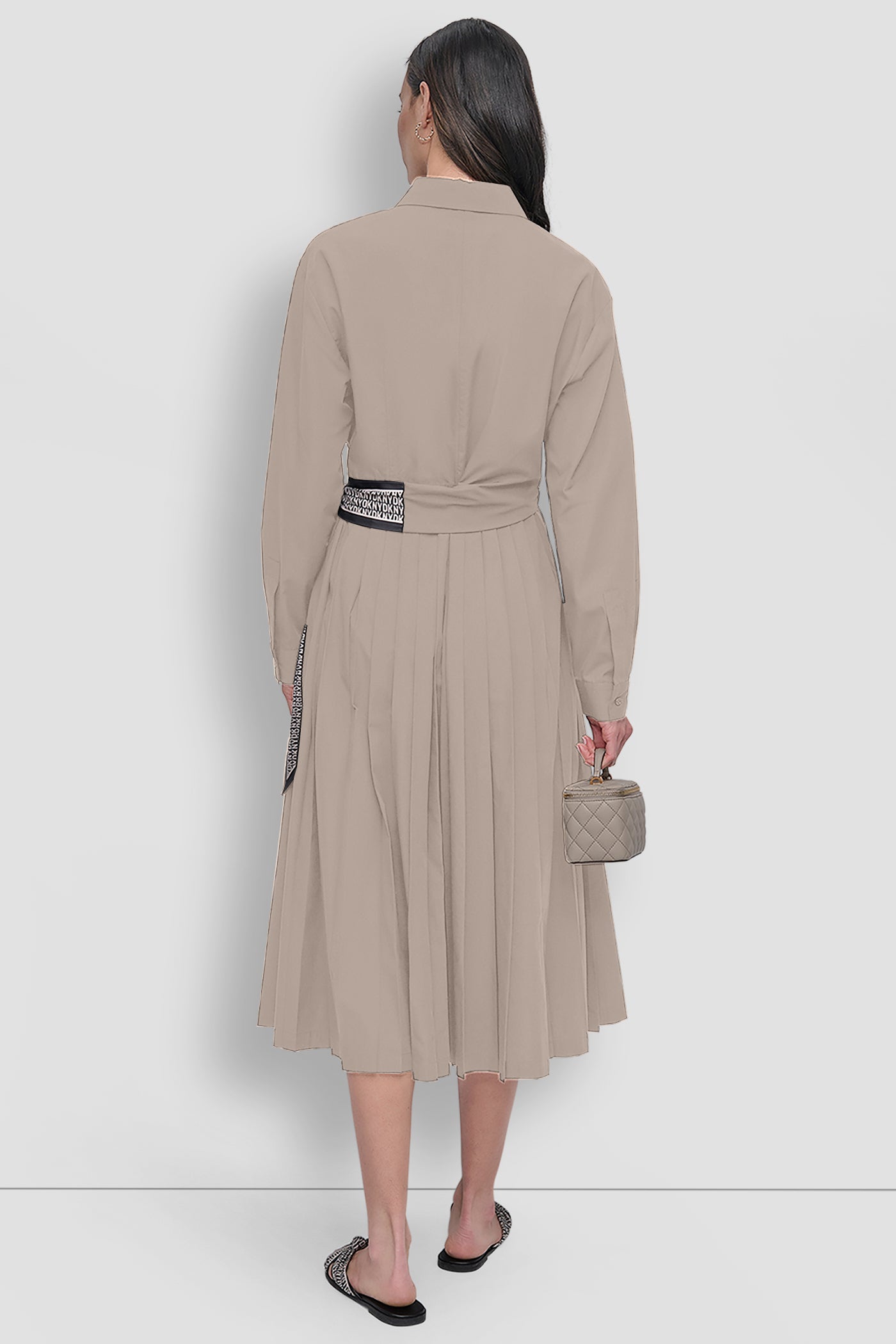 LONG SLEEVE WRAP DRESS WITH DKNY SCARF