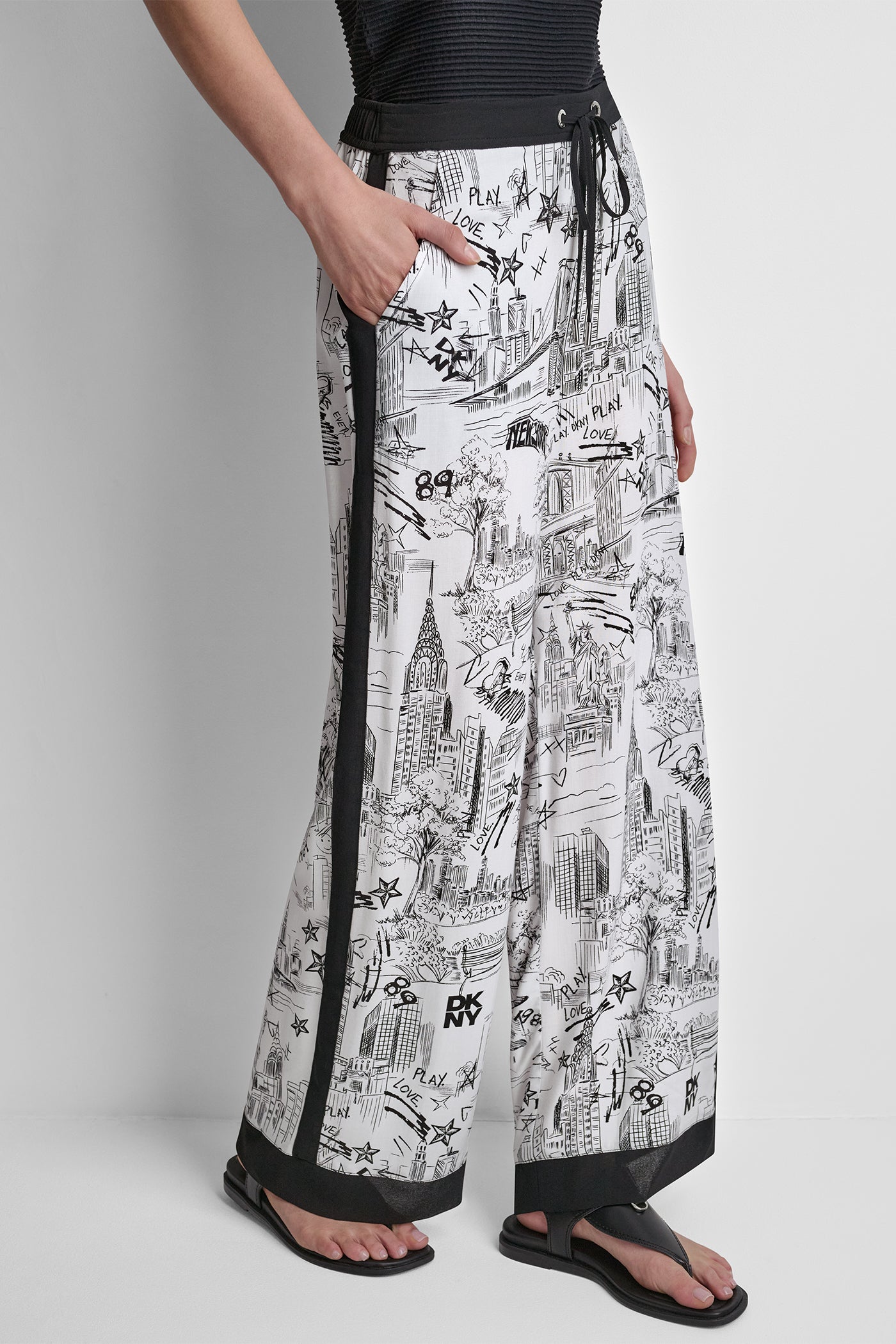 PRINTED DRAW WAIST PANTS