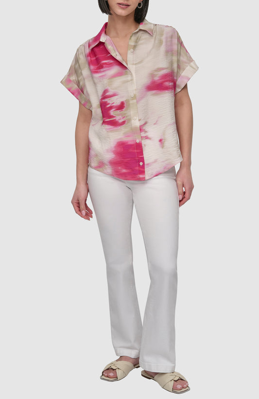 SHORT SLEEVE PRINTED COTTON SHIRT