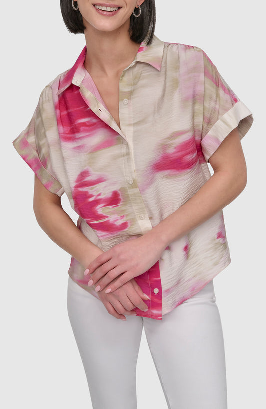 SHORT SLEEVE PRINTED COTTON SHIRT