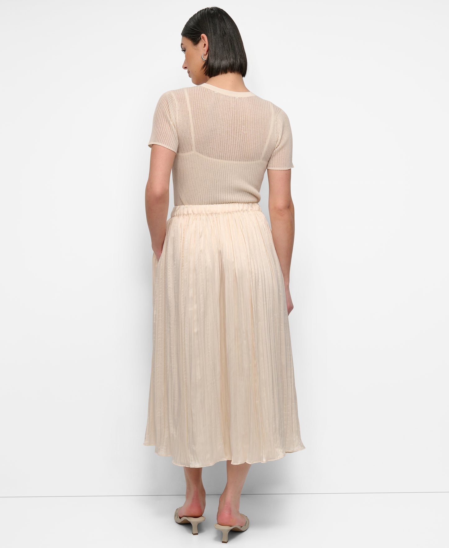 CRUSHED CREASE MIDI SKIRT