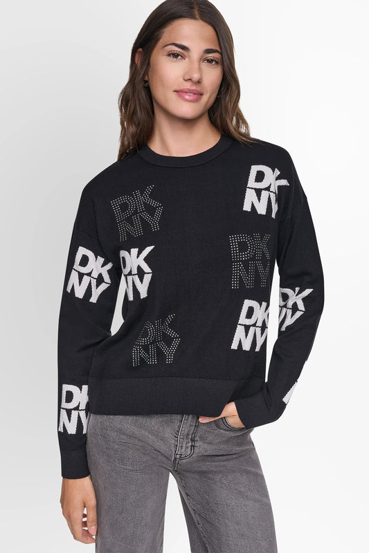 LONG SLEEVE INTARSIA  RHINESTONE