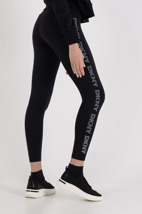 HIGH WAIST 7/8 RHINESTONE DKNY LOGO TIGHT