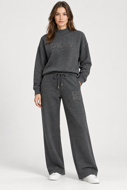 COTTON-BLEND LOGO MOCK NECK TOP