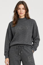 COTTON-BLEND LOGO MOCK NECK TOP