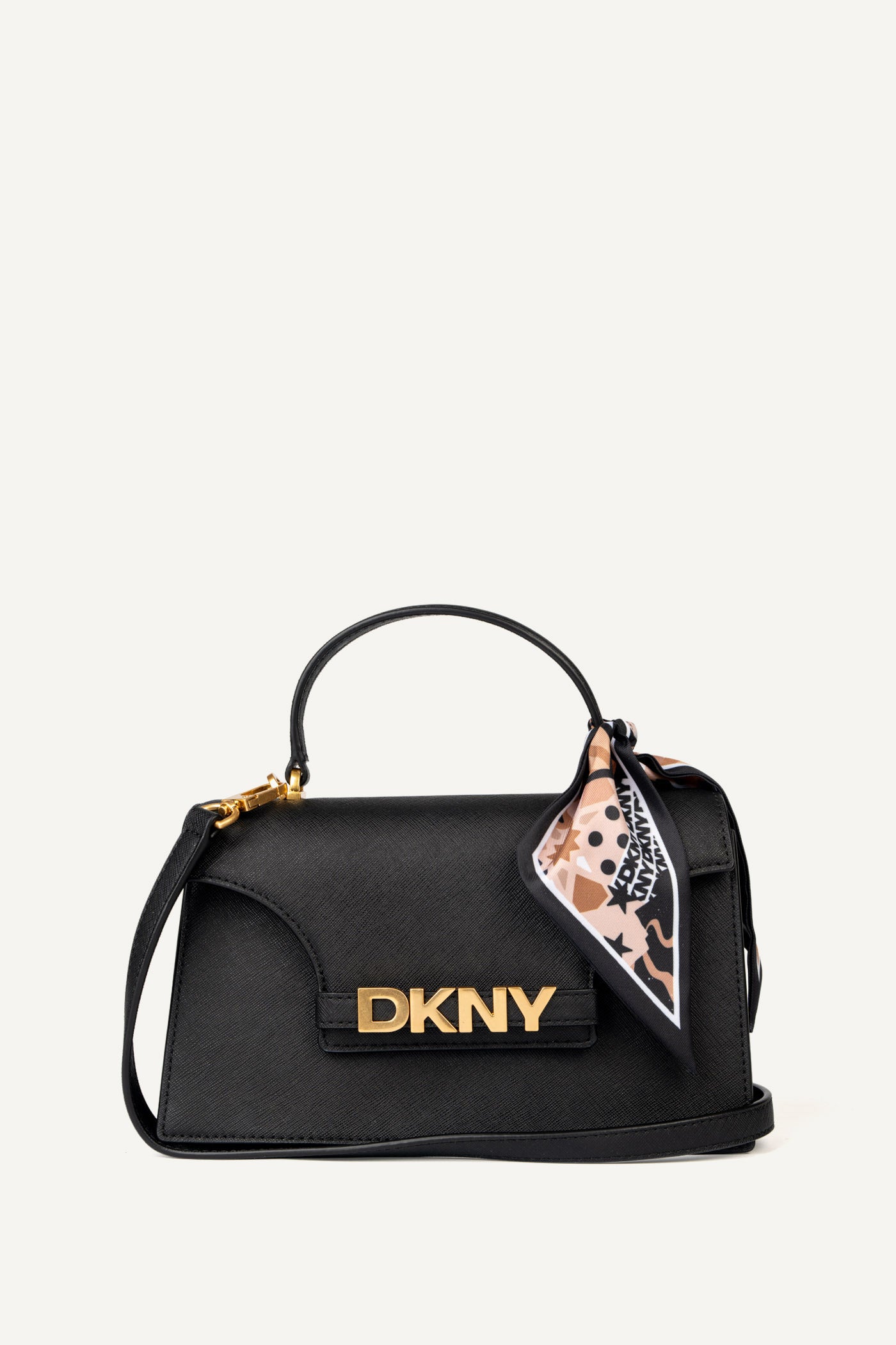 حقيبة ساتشيل آفريل بغطاء قلاب ومقبض علوي DKNY × دينا سعدي
