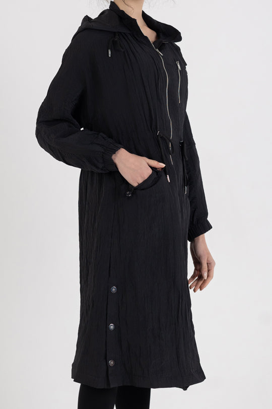 LONG SLEEVE CRINKLE LONG JACKET