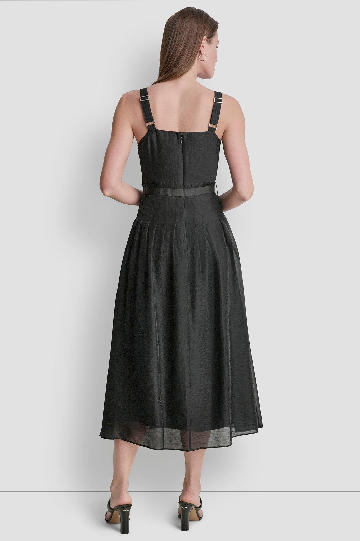 SLEEVELESS BELTED GAZARE DRESS