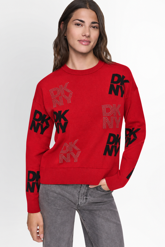 LONG SLEEVE INTARSIA  RHINESTONE