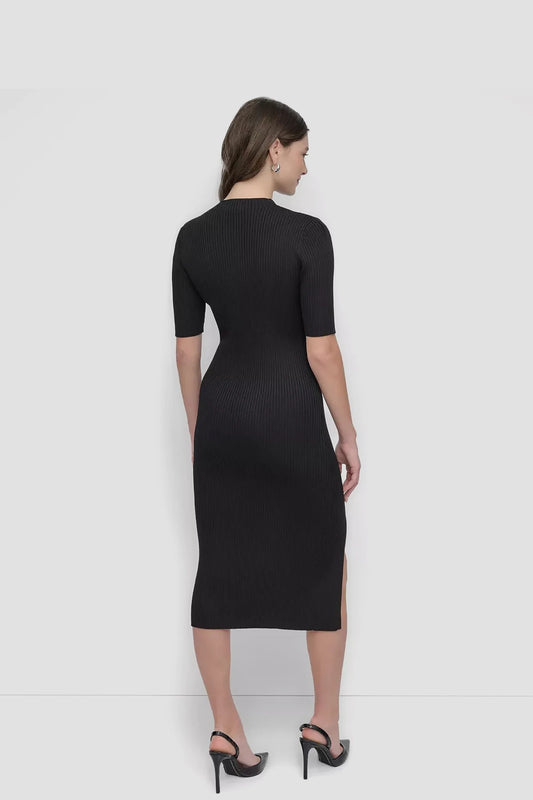 SHORT SLEEVED GRATED YOKE SWEATER